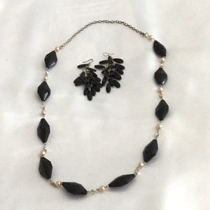 Black necklace and earrings